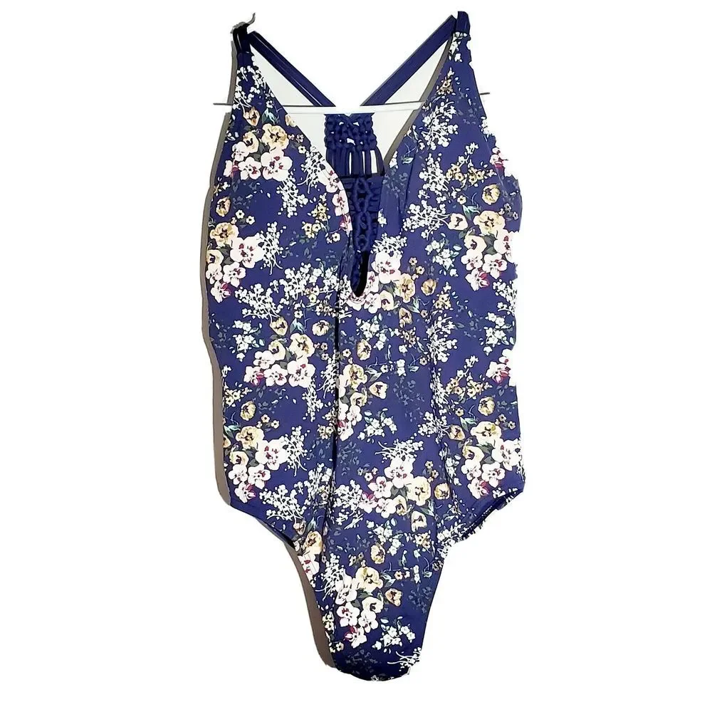 Ambrielle Womens One Piece Swimsuit Sz‎ S Bathing Suit Blue Floral Style M2JA03M